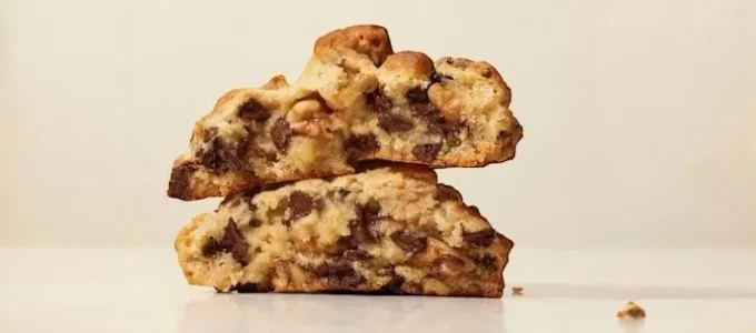 Two chunky chocolate chip cookies.