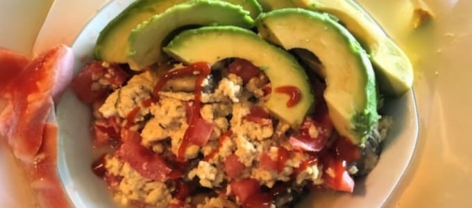 Egg White Avocado and Tomato Scramble