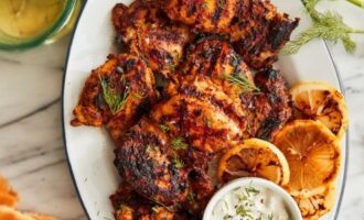Easy Chicken Shawarma thighs with char marks
