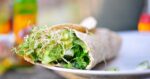 alfalfa sprout wrap with avocado and fresh vegetables