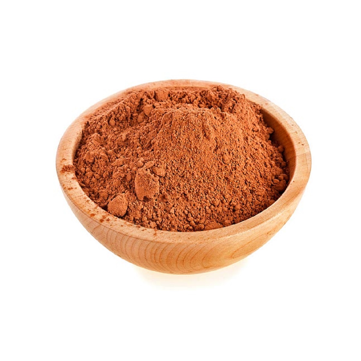 Cacao powder in a wooden bowl