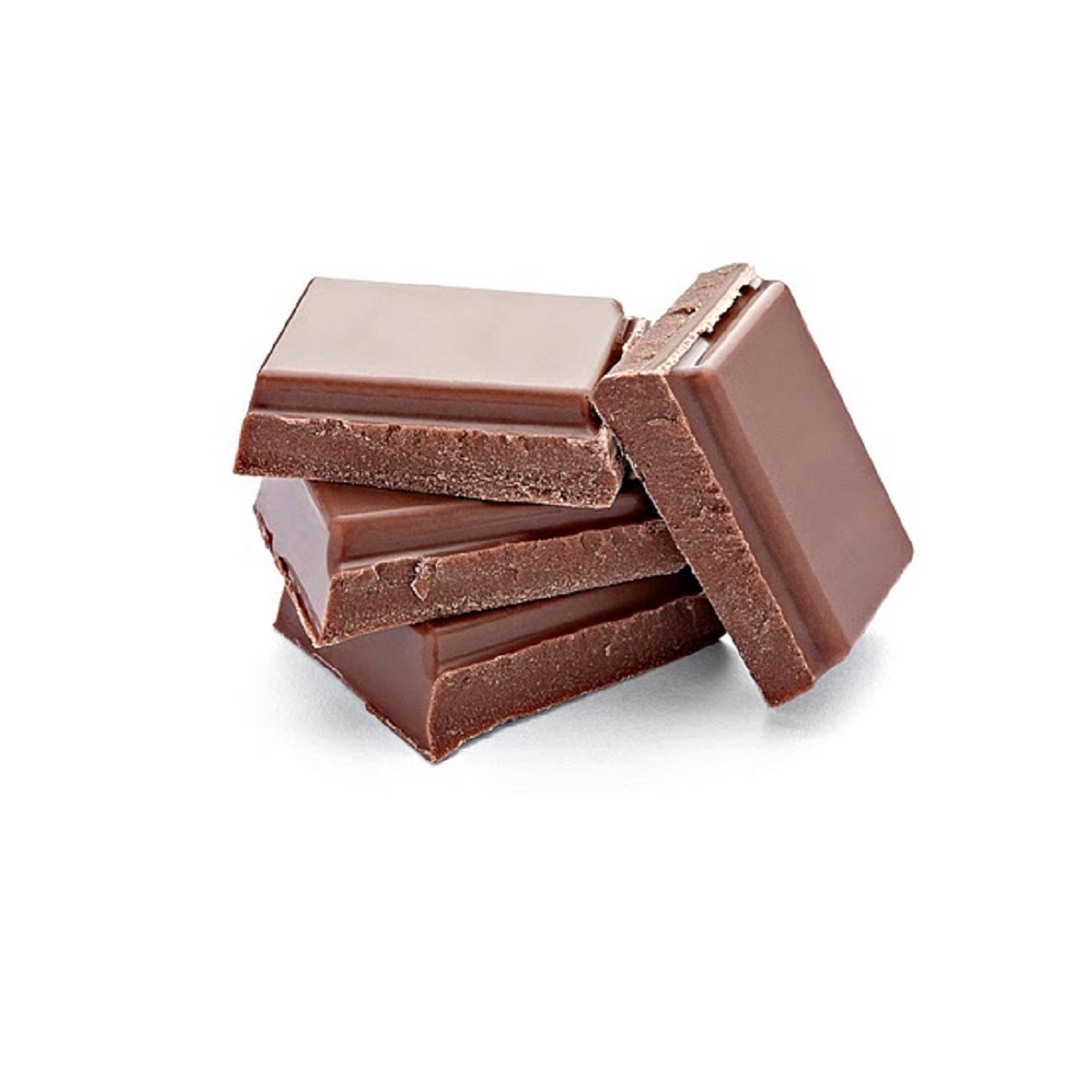 Assorted chocolate bars on a white background