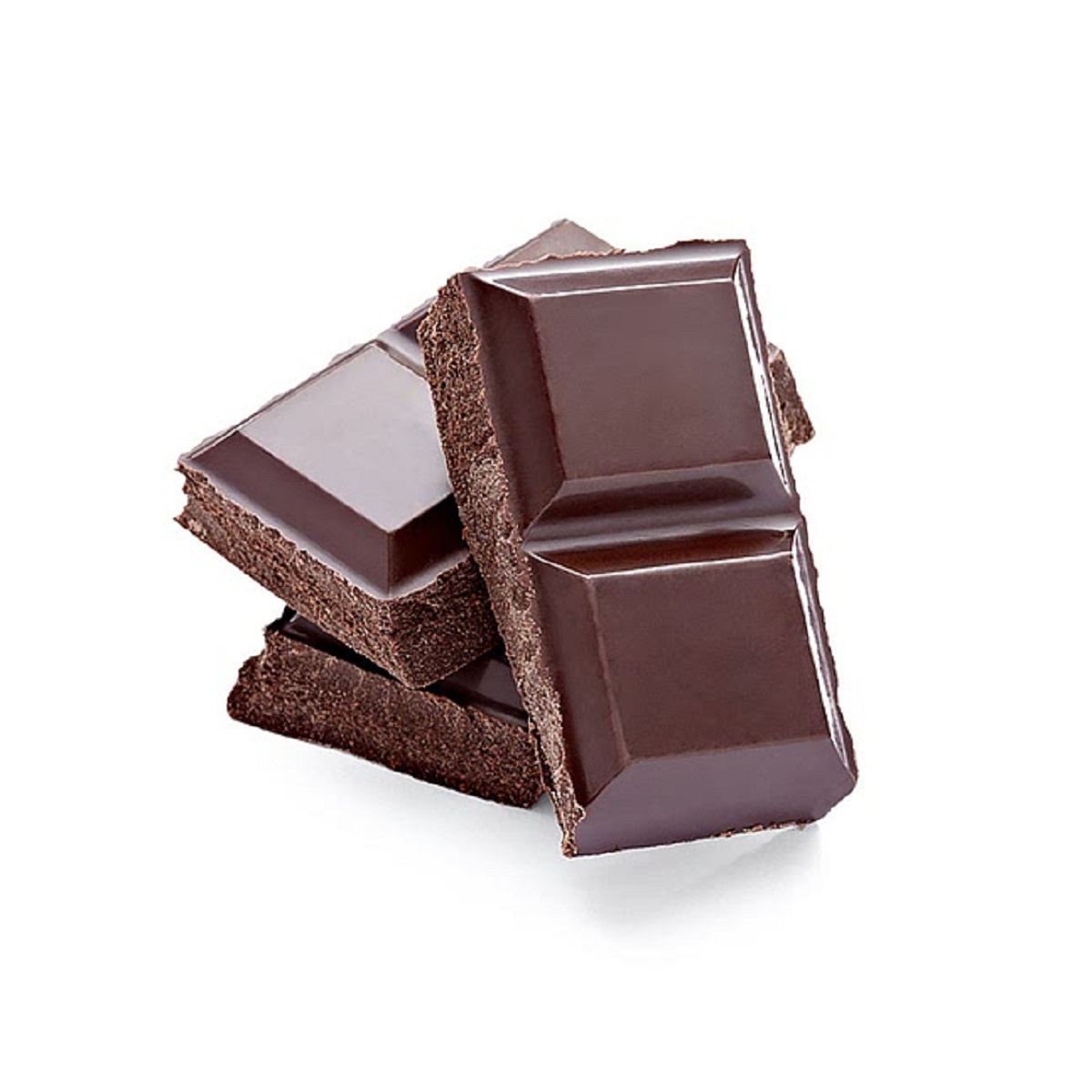 Dark chocolate bars on a white background