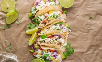 Fish tacos recipes with fresh toppings and lime