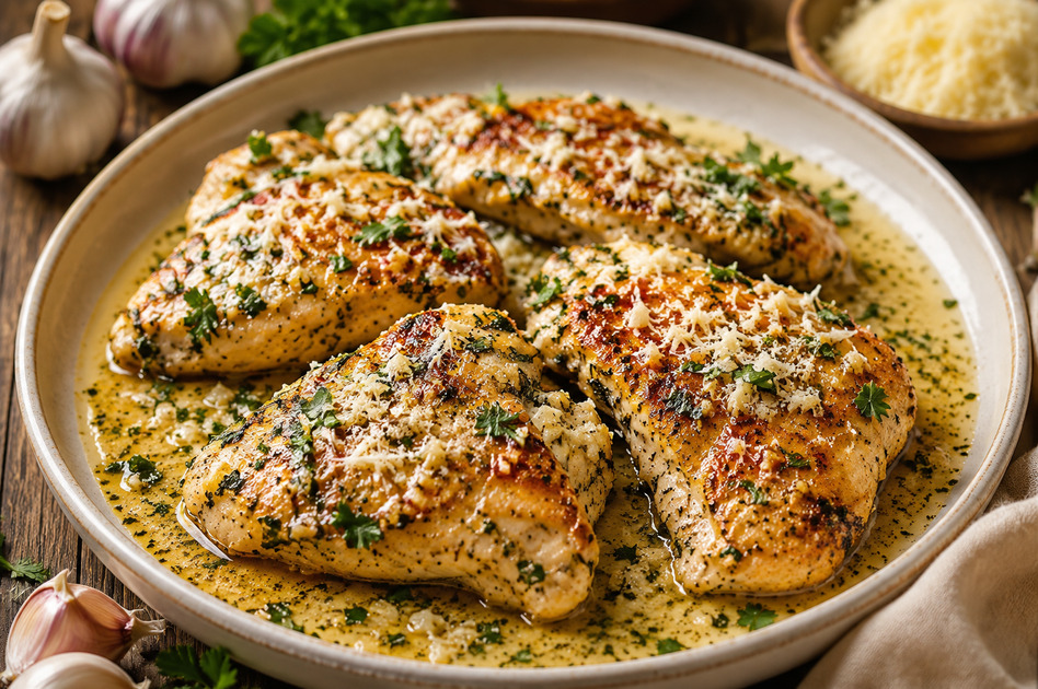 Garlic Butter Chicken with Parmesan and Herbs