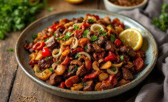 Spicy Beef and Bacon Stir-Fry with Vegetables