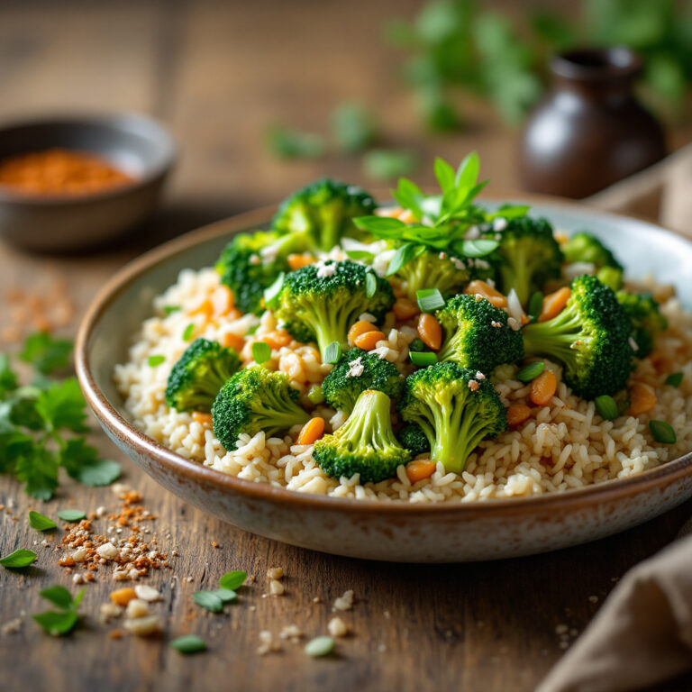 Stir-Fried Broccoli and Rice