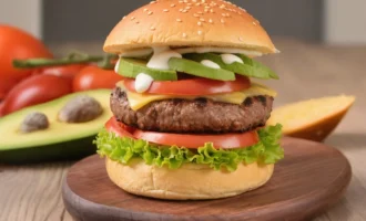 Tomato Avocado Burger on the table