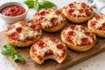 Air Fryer Bagel Bites with pepperoni and melted cheese