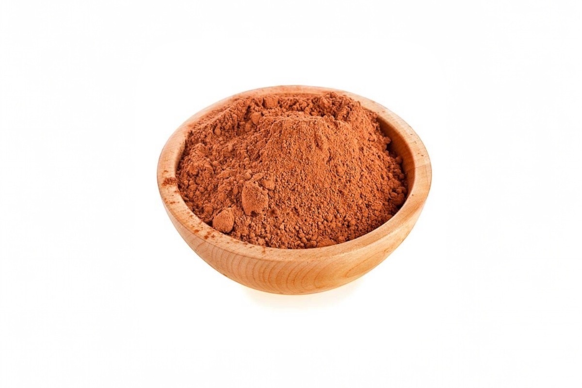 Cocoa powder in a wooden bowl