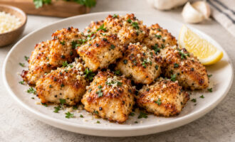 Garlic Parmesan air fryer chicken bites