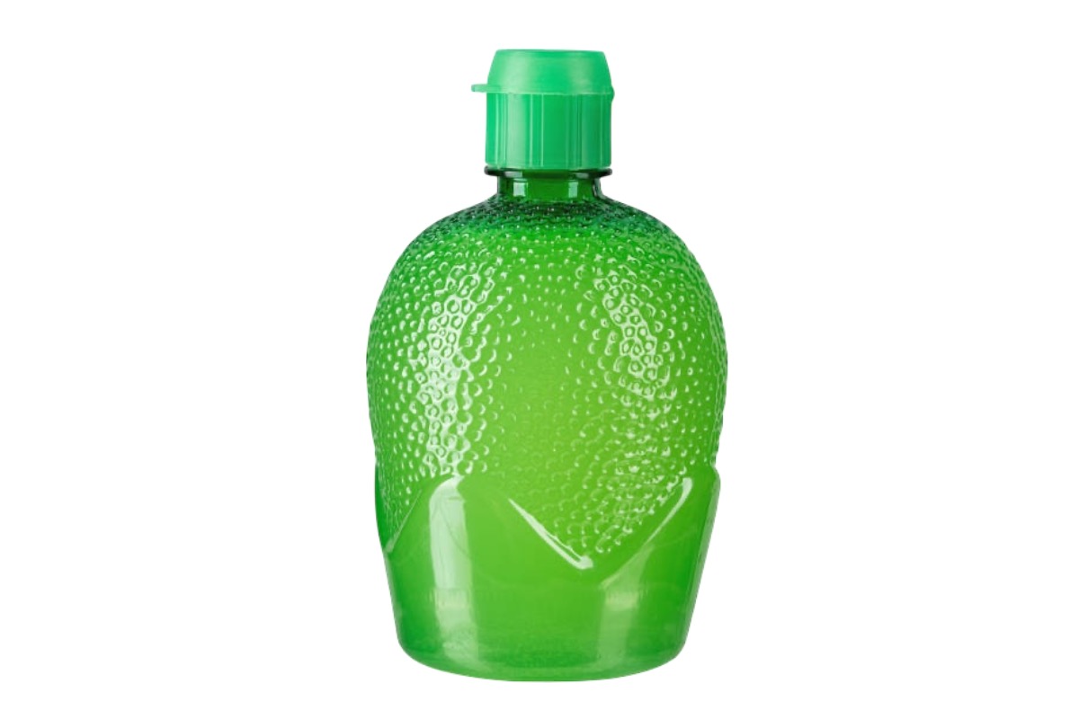 Fresh lemon juice in a glass bottle