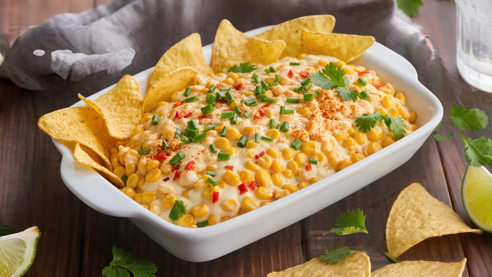 Smoked street corn dip with tortilla chips